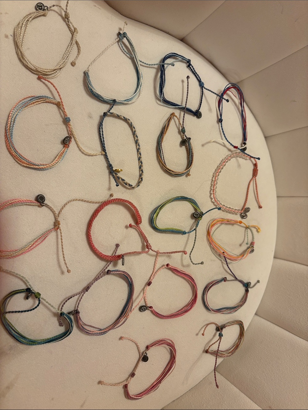 Pura Vida Multicolor String Bracelet Set - Blue, Pink, Green, Orange, Cream, Red